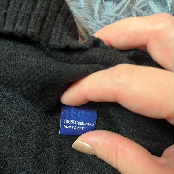 Apt 9 Black Long 100% Cashmere V Neck Sweater Size L - Picture 5 of 6
